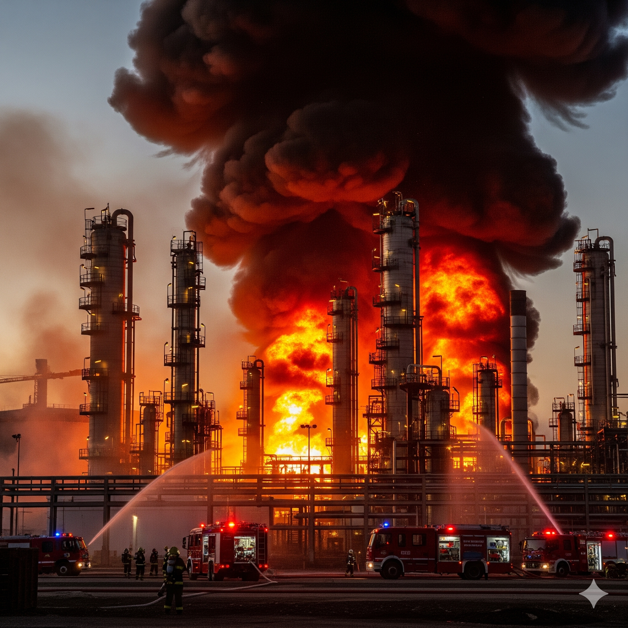 Fire and smoke rise from a chemical plant following the Smitty’s Supply explosion in Tangipahoa Parish.